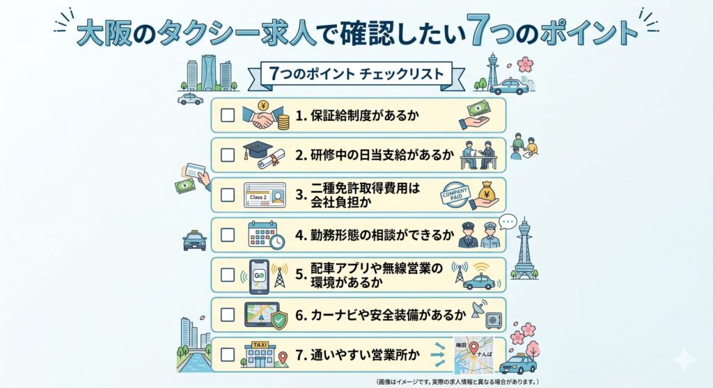 大阪のタクシー求人で確認したい7つのポイント